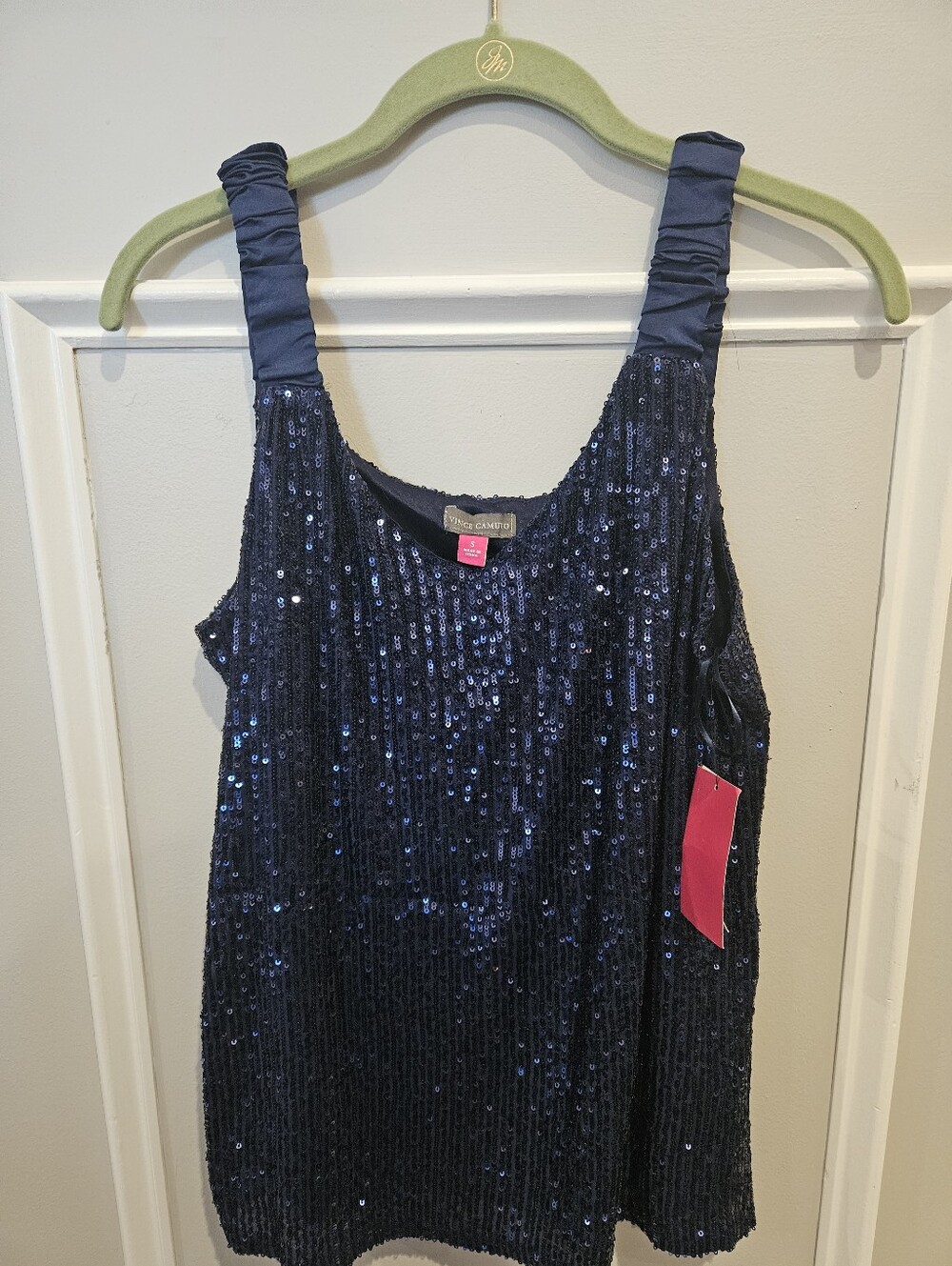 Vince Camuto Navy Blue Sequin Top Size Small